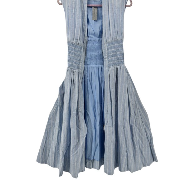 Anthropologie Petites The Tommie Blue & White Striped Linen Shirt Dress Small P - Picture 5 of 14